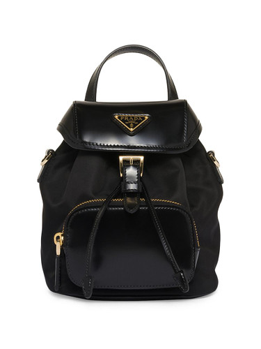 PRADA Re-Nylon And Brushed Leather Backpack BLACK Image 1