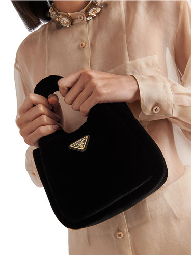 PRADA Padded Velvet Mini Handbag BLACK Image 7