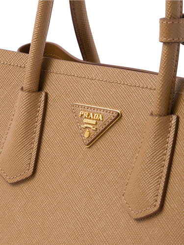 PRADA Small Saffiano Leather Double Bag BROWN Image 6