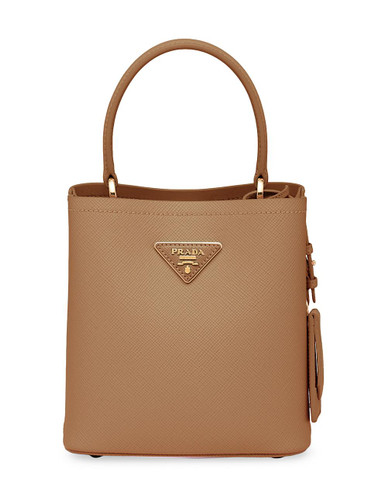PRADA Small Saffiano Leather Panier Top Handle Bag BROWN Image 1