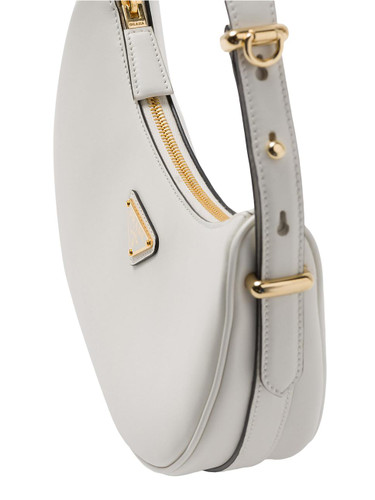 PRADA Arqué Leather Shoulder Bag WHITE Image 7