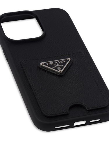 PRADA Saffiano Leather Cover For Iphone 14 Pro Max BLACK Image 2