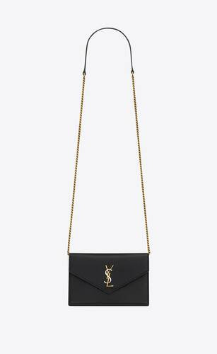 SAINT LAURENT Cassandre Envelope Chain Wallet In Smooth Leather