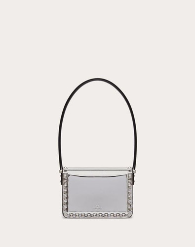 VALENTINO Small Rockstud23 Calfskin Shoulder Bag With Mirror Effect