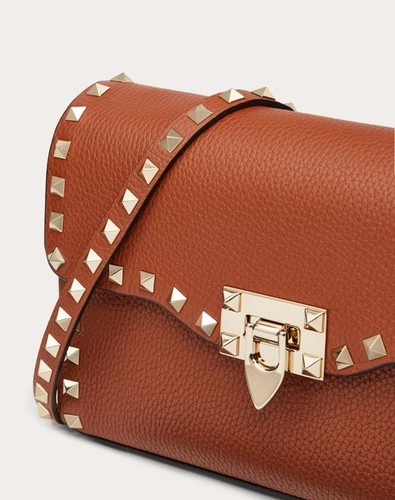 VALENTINO Small Rockstud Crossbody Bag In Grained Calfskin