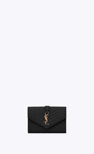 SAINT LAURENT Envelope Small Envelope Wallet In Grain De Poudre Embossed Quilted Mix Leather