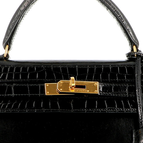 HERMÈS Kelly 32 Handbag Exotic Leather Niloticus And Box Black Image 10