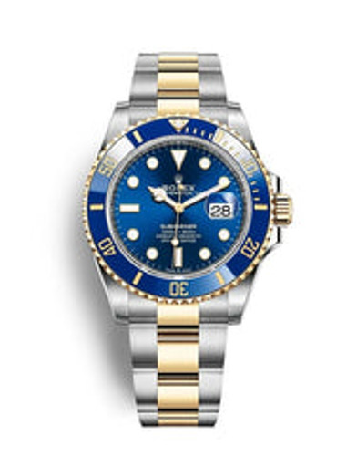 ROLEX Submariner Blue Dial Stainless Steel and 18K Yellow Gold Bracelet Automatic Men's Watch