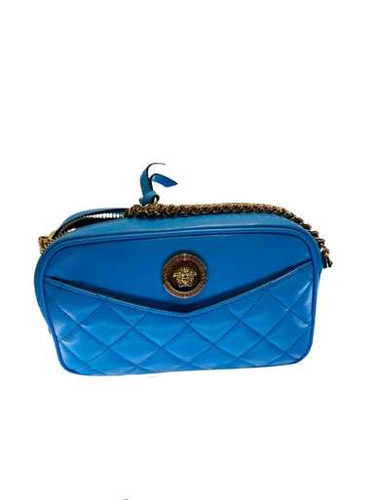 VERSACE Quilted Shoulder Bag Electric Blue