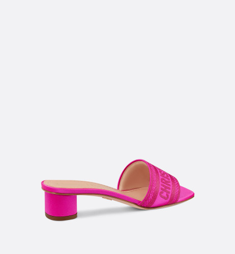 DIOR Dway Heeled Mule Rani Pink Embroidered Satin And Cotton