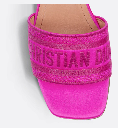 DIOR Dway Heeled Mule Rani Pink Embroidered Satin And Cotton