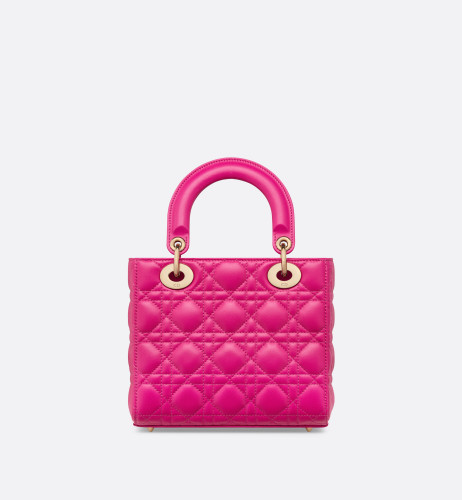 DIOR Bag Lady Dior My Abcdior Small Lambskin Cannage Rani Pink