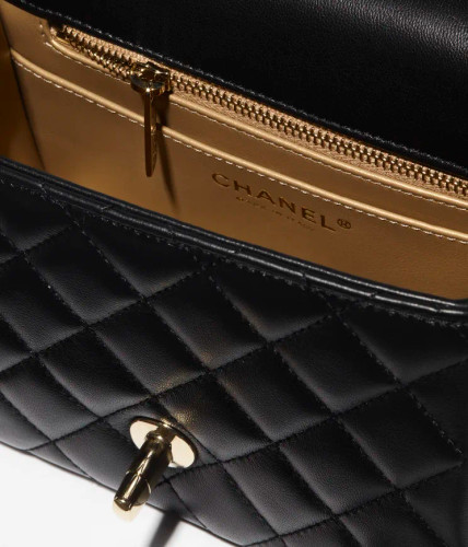 CHANEL Lambskin, Enamel & Gold-Tone Metal Mini Flap Bag Black