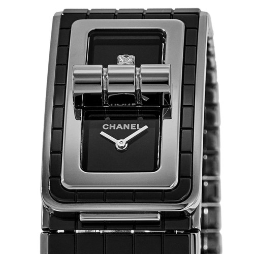 CHANEL Black Code Coco Black Diamond Dial Ladies Steel and Ceramic Watch