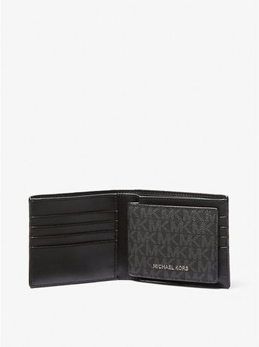 MICHAEL KORS  Logo And Faux Leather Stripe Wallet With Passcase Gift Set
