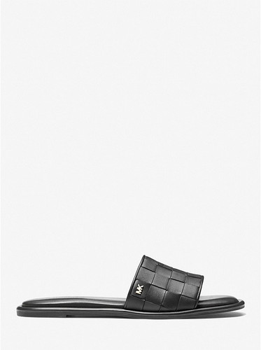 Hayworth Woven Leather Slide Sandal - Black