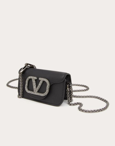 VALENTINO Loco Micro Bag With Chain ​​and Jeweled Logo
