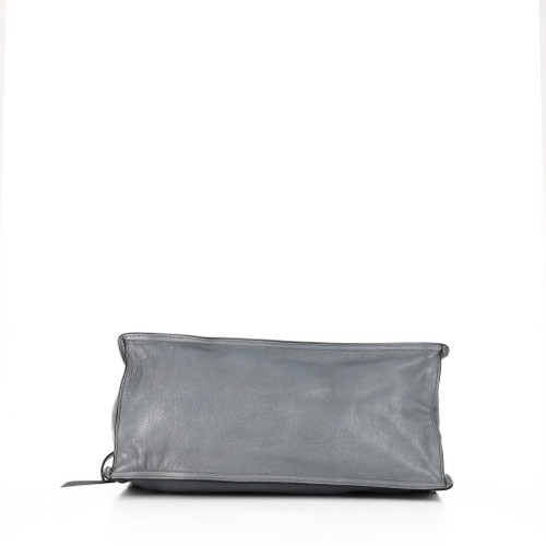 PRADA grand Leather Tote Bag Gray Blue Image 5
