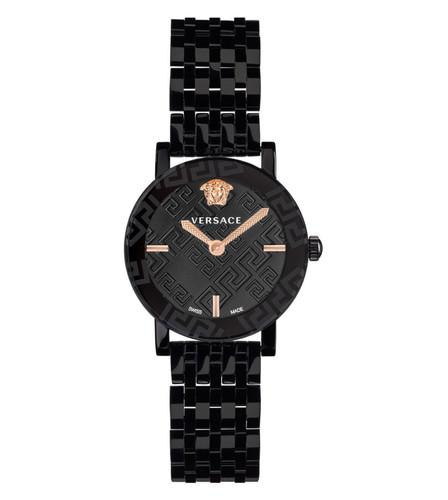 VERSACE Greca Glass Quartz Black Dial Ladie