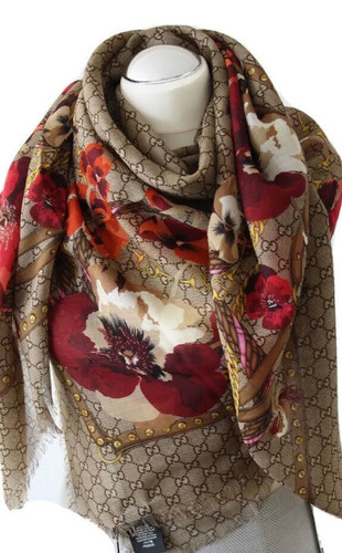 GUCCI floral print gg scarf