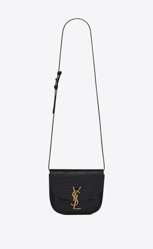 SAINT LAURENT Kaia Small Satchel En Cuir Brillant Embossé Crocodile