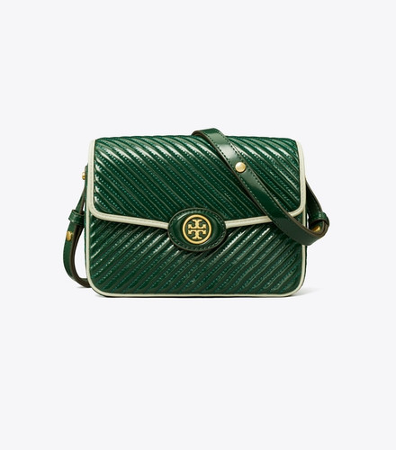 TORY BURCH Robinson Patent Quilted Shoulder Bag