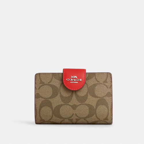 COACH Medium Corner Zip Wallet In Signature Canvas