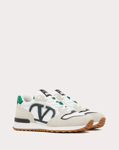 Vlogo Pace Low Sneakers In Split Leather, Fabric And Calfskin