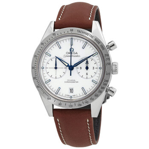 OMEGA Speedmaster 57 Chronograph White Dial Brown Leather Men's Watch