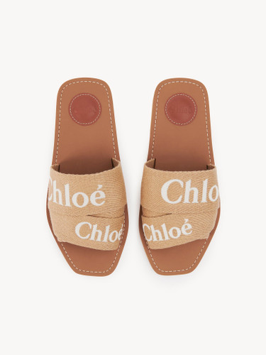 CHLOE Woody Flat Mules - Desert Beige