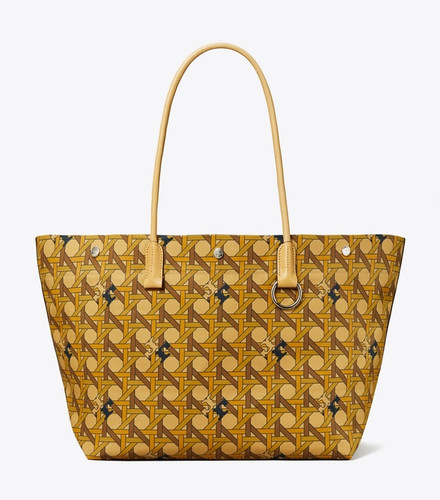 Tory Burch T Monogram Coated Canvas Tote in Brown