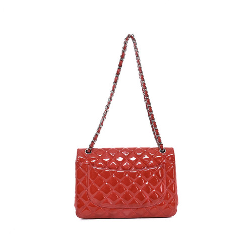 CHANEL Jumbo Shoulder Bag Patent Leather Red Image 3