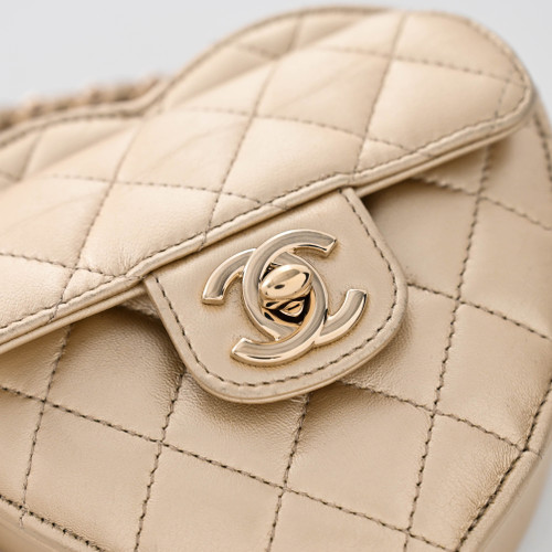 CHANEL Heart Shoulder Bag Golden Leather Image 5
