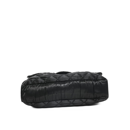 CHANEL Satin Black Maxi Flap Shoulder Bag Image 5
