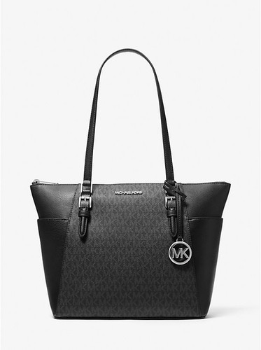 MICHAEL KORS  Charlotte Large Logo Top Zip Tote - Black