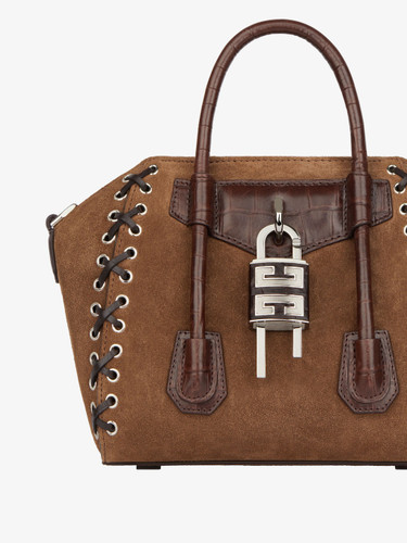 GIVENCHY Mini Antigona Lock bag in corset style suede