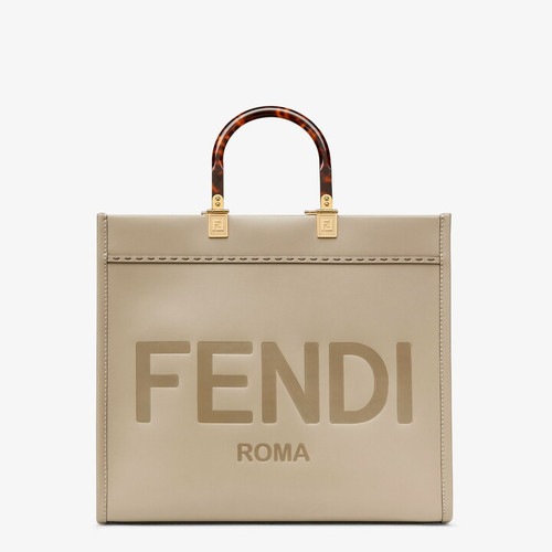 FENDI Sunshine Medium Leather Bag - Grey