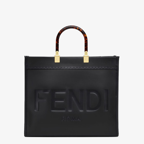 FENDI Sunshine Medium Leather Bag - Black
