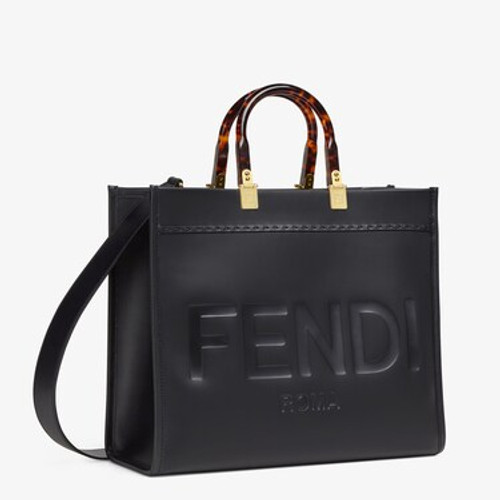 FENDI Sunshine Medium Leather Bag - Black