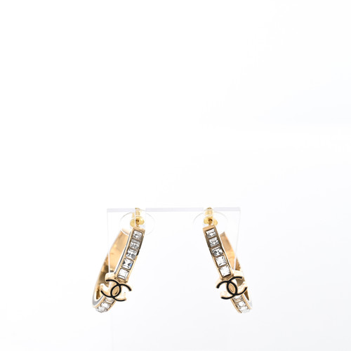 CHANEL Black And Gold Strass Earrings Image 1