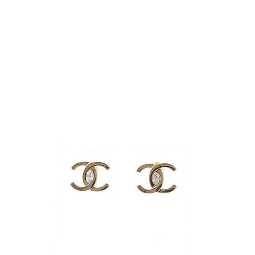 CHANEL Gold Metal And Rhinestone Earrings Image 1