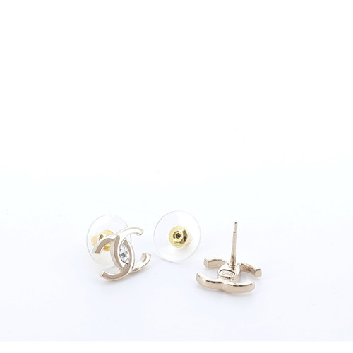 CHANEL Gold Metal And Rhinestone Earrings Image 3