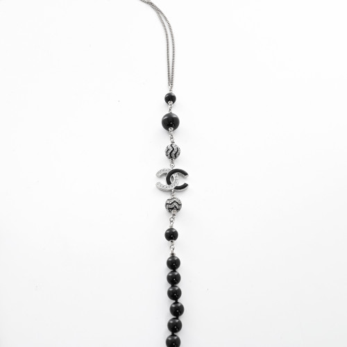 CHANEL Black Pearls And Rhinestones Long Necklace Image 5