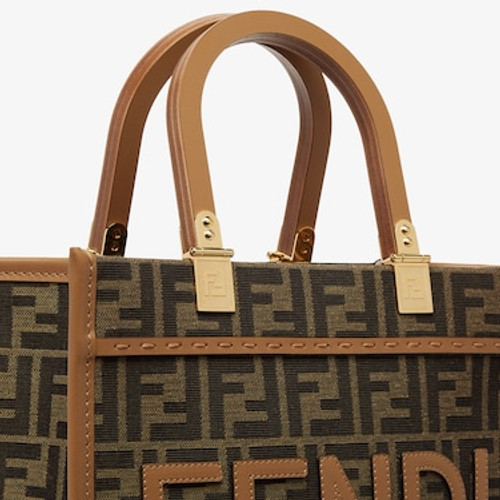 FENDI Sunshine Small Ff Jacquard Fabric Shopper Bag - Brown