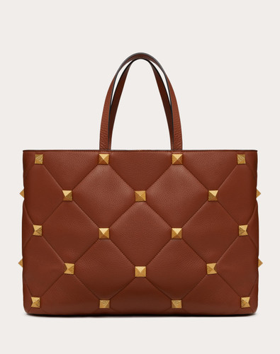 VALENTINO Large Roman Stud The Tote In Grainy Calfskin