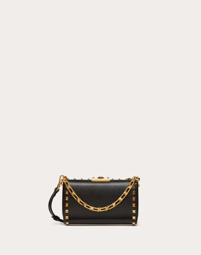 VALENTINO Rockstud Grainy Calfskin Clutch