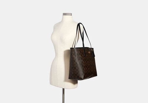 COACH City Tote In Signature Canvas GOLD/BROWN BLACK Image 10