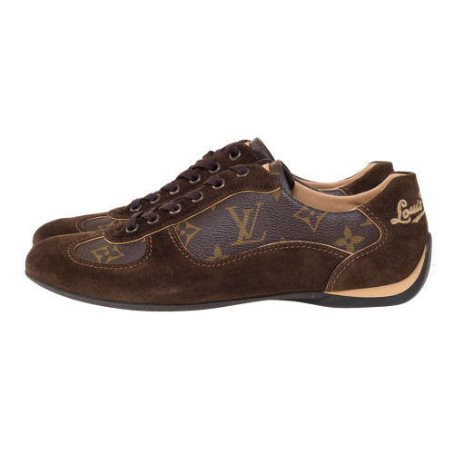 LOUIS VUITTON Sneakers 35.5 Louis Vuitton Suede effect leather Brown ( PRE-OWNED)
