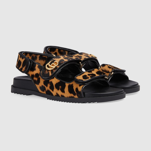 GUCCI Double G Sandals For Women - Brown Black