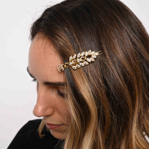 CHANEL Gold Metal and Rhinestone Barrette (Brand New)